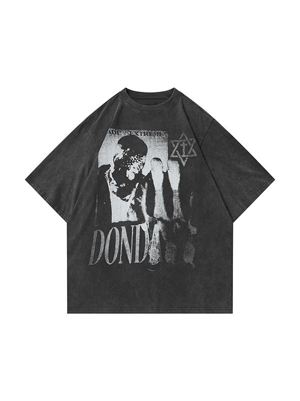 Men's Washed And Distressed Printed Tee-2