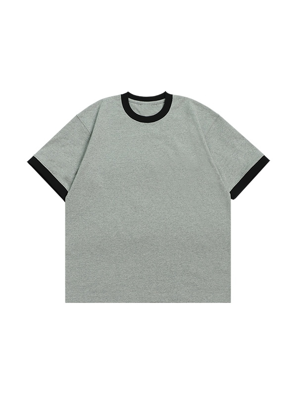 Men's Contrast Color Patchwork Short Sleeve Tee-1