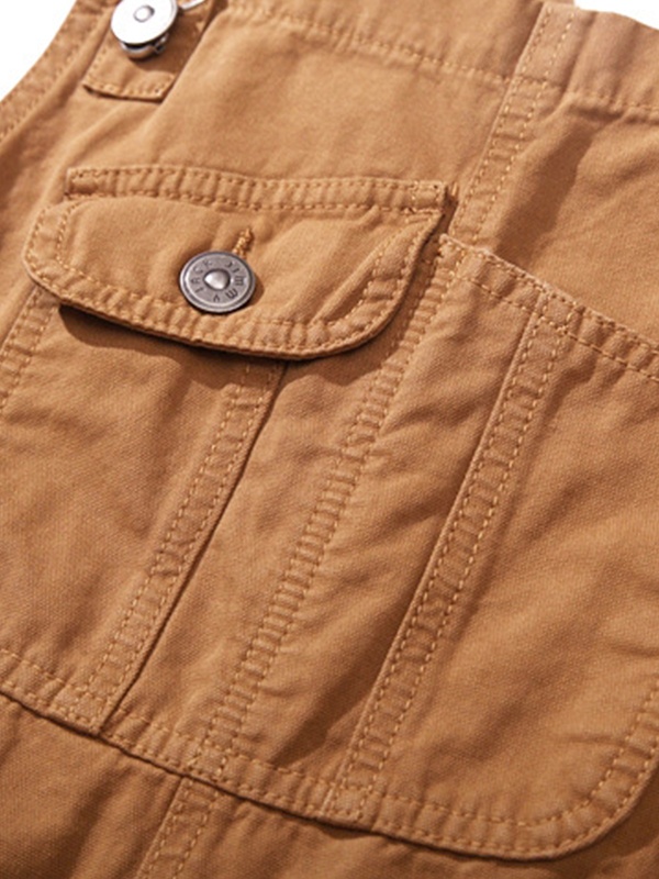 Men's Bib Overall Loose Cargo Jumpsuit-4