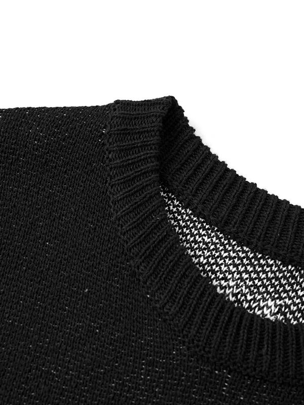 Men's Letter Print Stitching Decor Tassel Hem Sweater-5