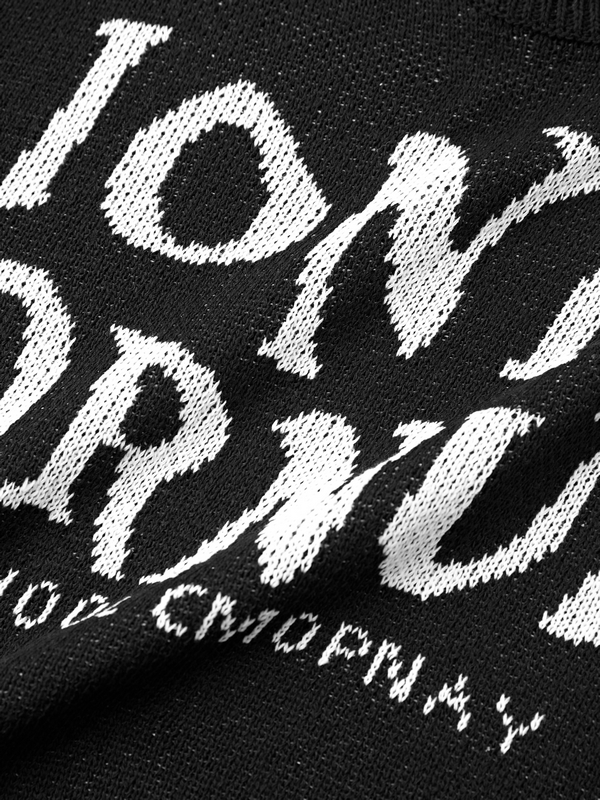 Men's Letter Print Stitching Decor Tassel Hem Sweater-3