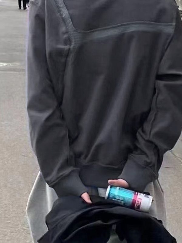 Men's Irregular Waffle Splice Reversible Oversized Hoodie-1