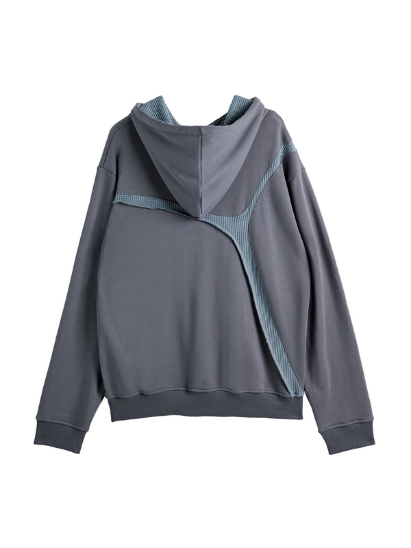 Men's Irregular Waffle Splice Reversible Oversized Hoodie-3