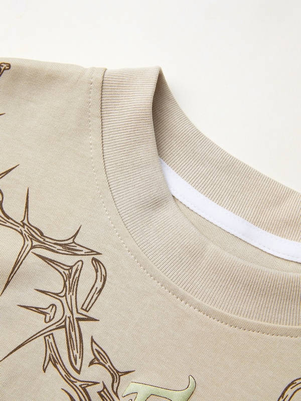 Men's Hip Pop Thorn Print Short Sleeve Tee-3