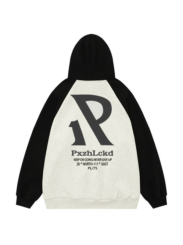 Men's Letter Print Raglan Oversized Hoodie-3