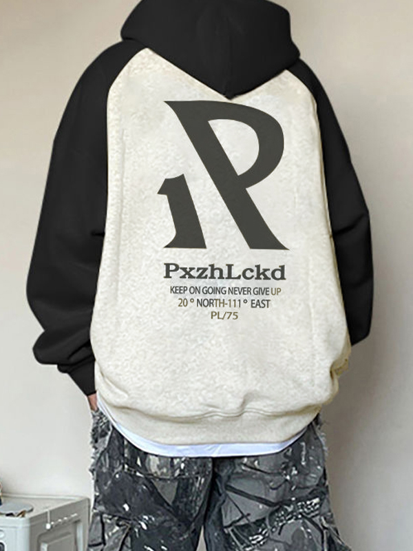 Men's Letter Print Raglan Oversized Hoodie-1