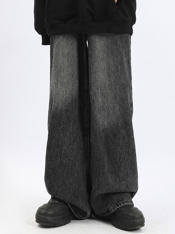 Men's Washed Cool Print Loose Jeans-2