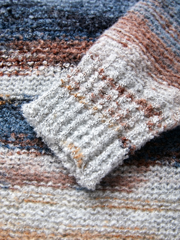 Men's Contrast Color Stripe Pullover Knit Sweater-5