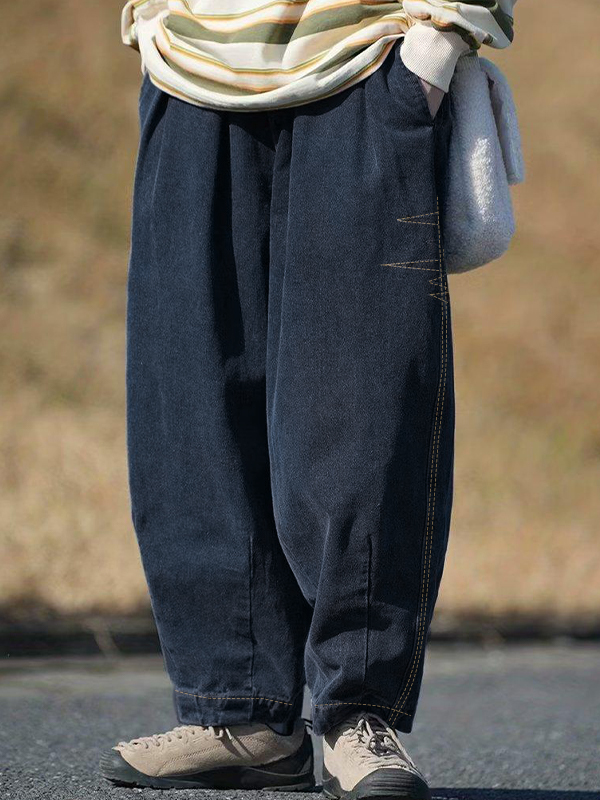 Men's Washed Baggy Lantern Shape Wide Leg Pants-1