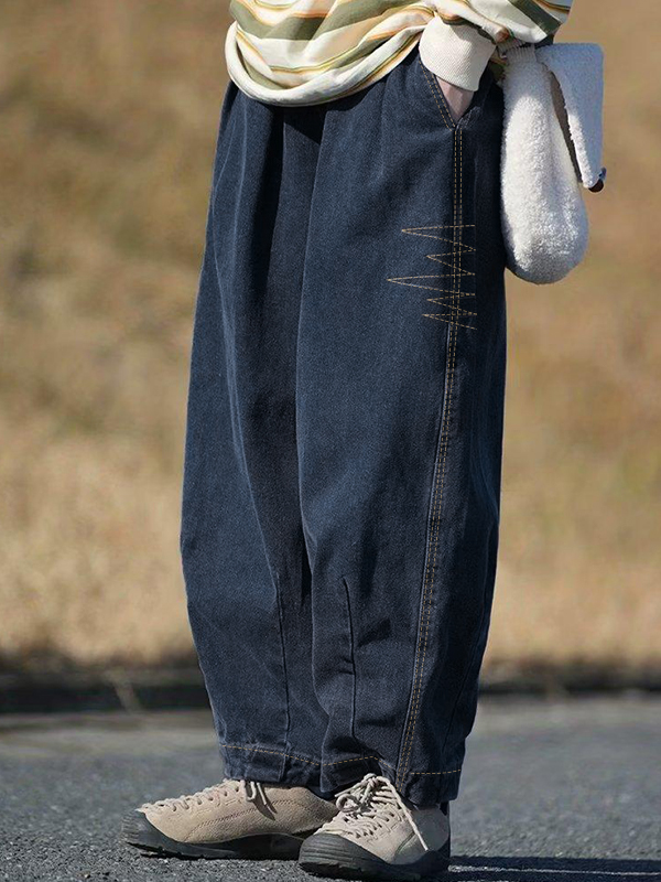Men's Washed Baggy Lantern Shape Wide Leg Pants-2