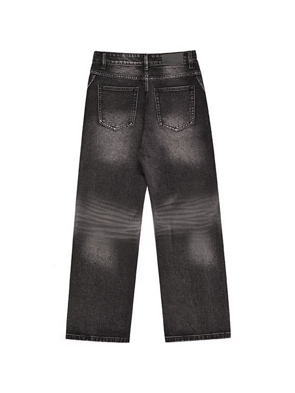 Men's Street Water Ripple Print Loose Jeans-5