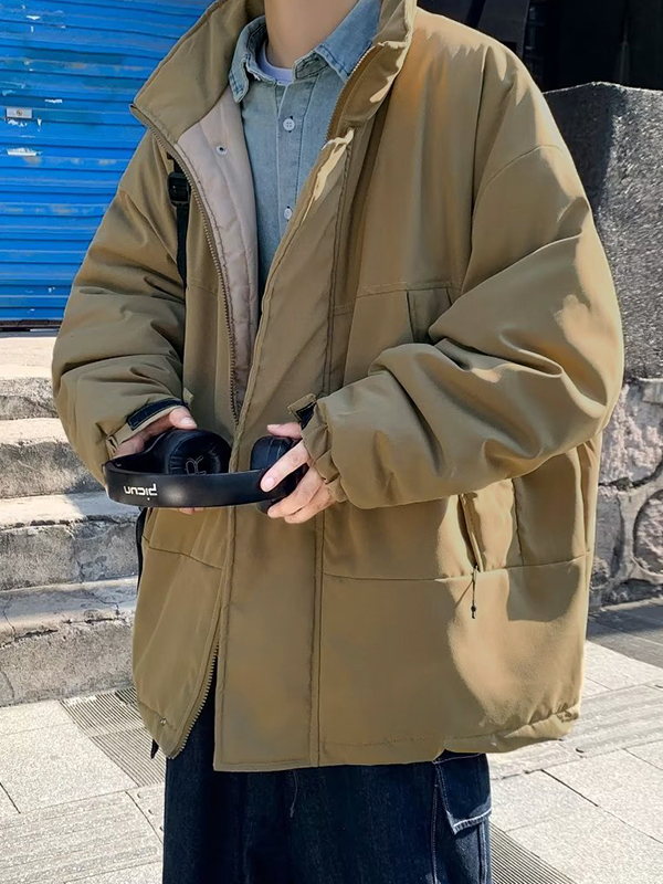 Men's Vintage Collared Zip Up Jacket-1