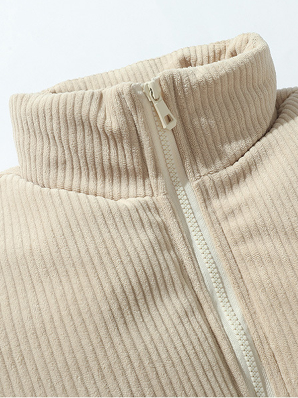 Men's Corduroy Splice Zip Up Jacket-3