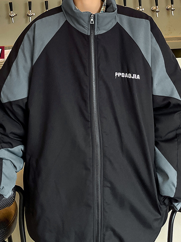 Men's Contrast Color Splice Jacket-2