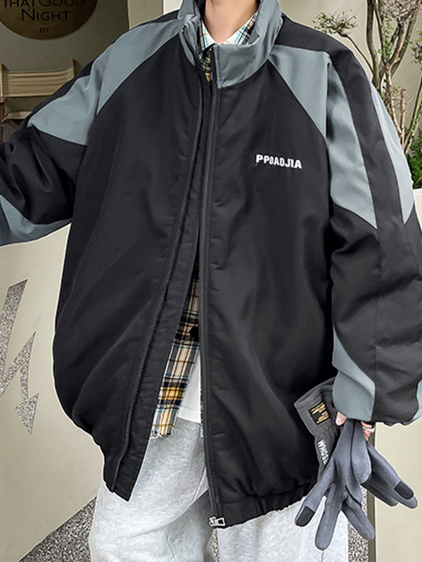 Men's Contrast Color Splice Jacket-1