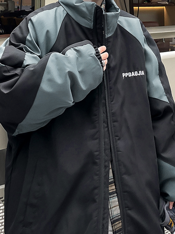 Men's Contrast Color Splice Jacket-4