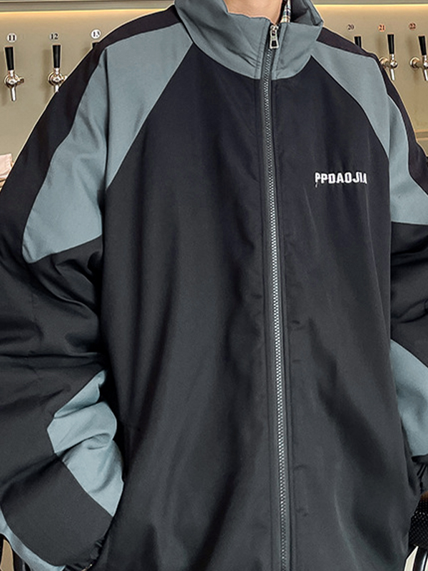 Men's Contrast Color Splice Jacket-3