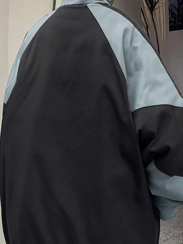 Men's Contrast Color Splice Jacket-5