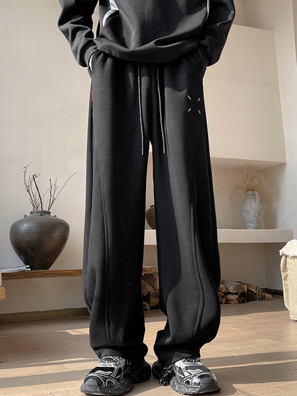 Men's Solid Drawstring Silhouette Sweatpants-1