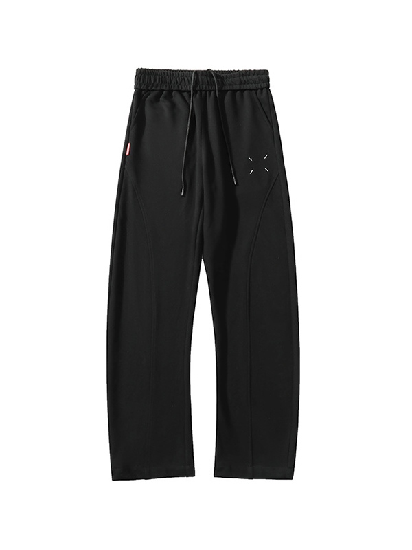 Men's Solid Drawstring Silhouette Sweatpants-2