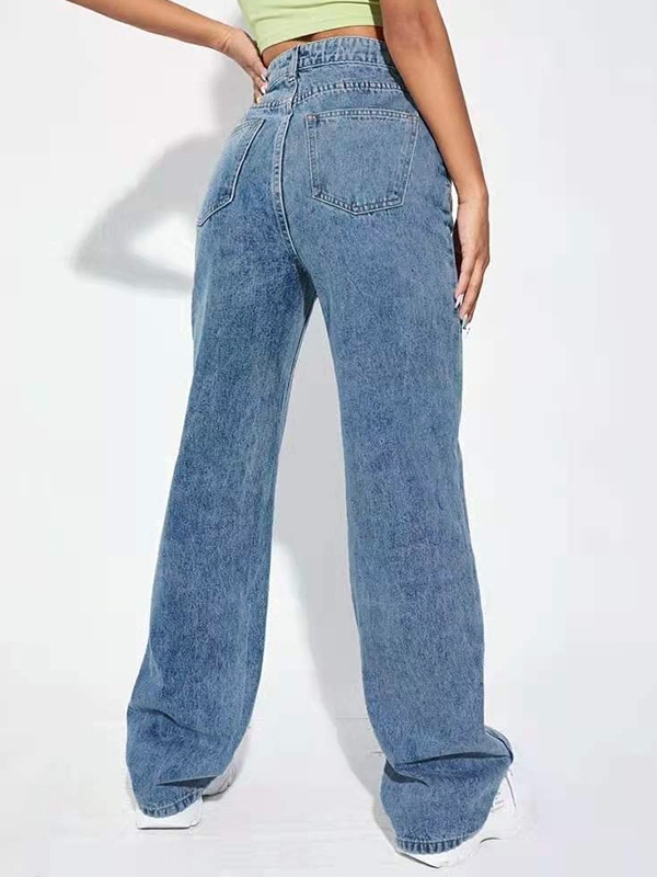 Washed Mopping Boyfriend Jeans-2