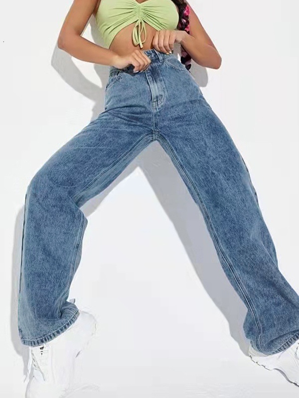 Washed Mopping Boyfriend Jeans-3