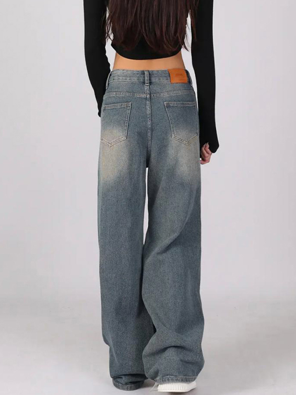 Vintage Washed High Waist Boyfriend Jeans-3