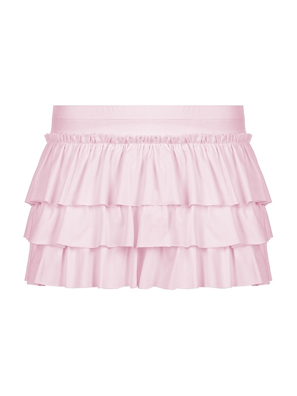 Solid Bow Splice Low Rise Tiered Mini Skirt-7