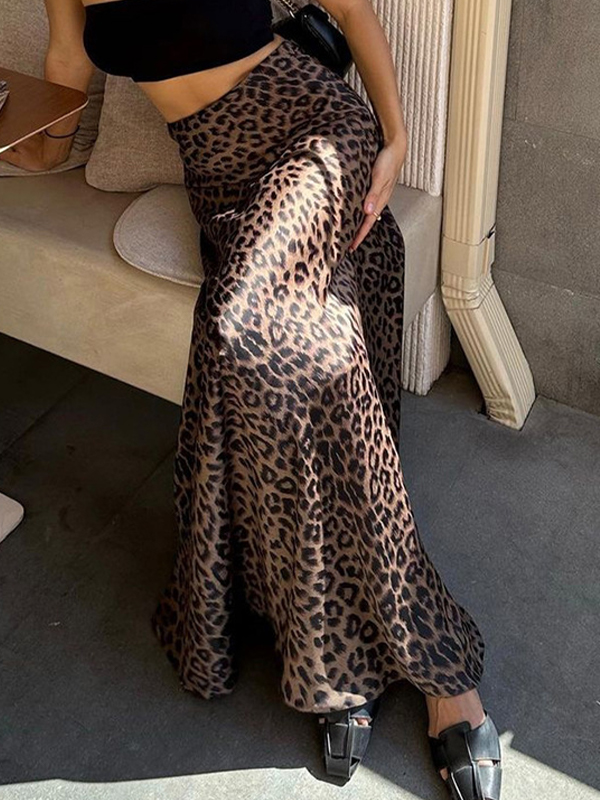 Leopard Print Mermaid Maxi Skirt-4