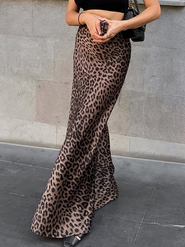 Leopard Print Mermaid Maxi Skirt-2