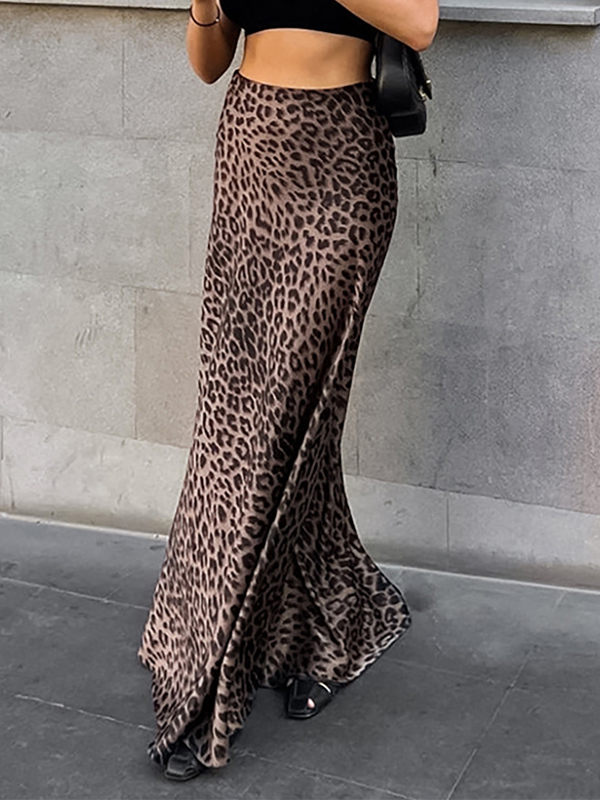 Leopard Print Mermaid Maxi Skirt-3