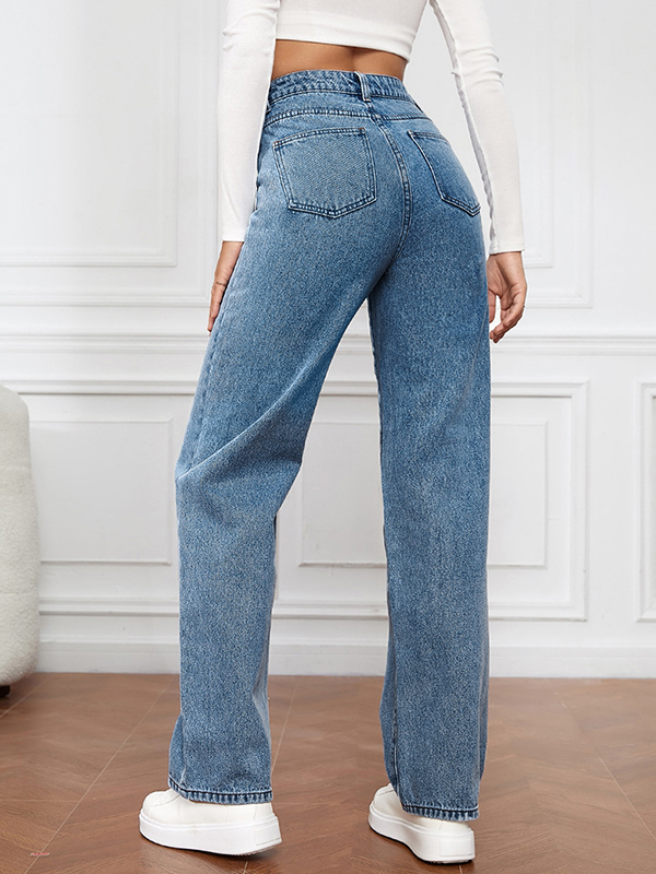 Vintage Wash Elastic Boyfriend Jeans-3