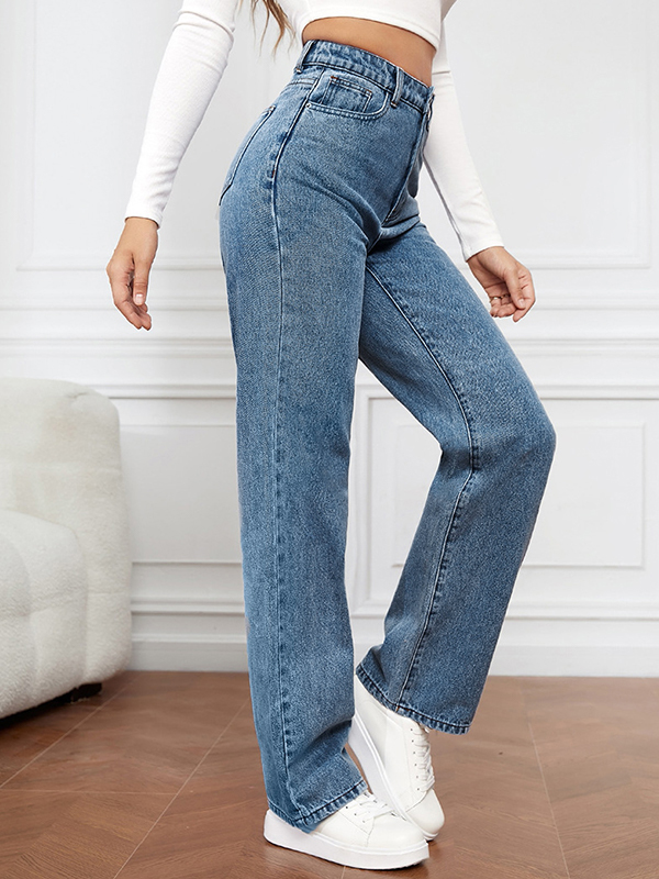 Vintage Wash Elastic Boyfriend Jeans-1