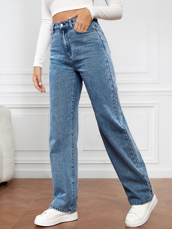Vintage Wash Elastic Boyfriend Jeans-2