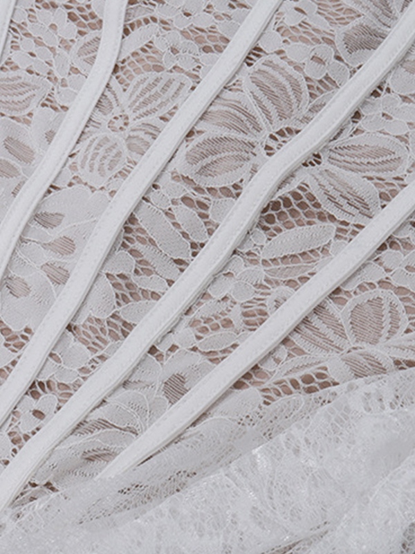 Lace Mesh Corset Bandeau Mini Dress-5