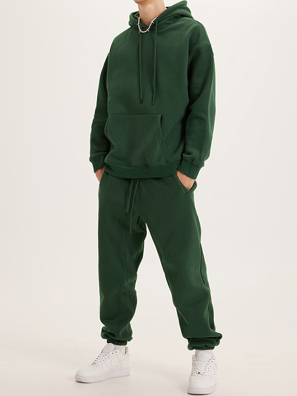 Men's Solid Color Fleece Oversized Hoodie-1