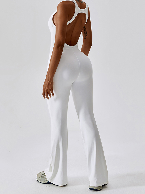 Solid Backless U Neck Jumpsuit-4