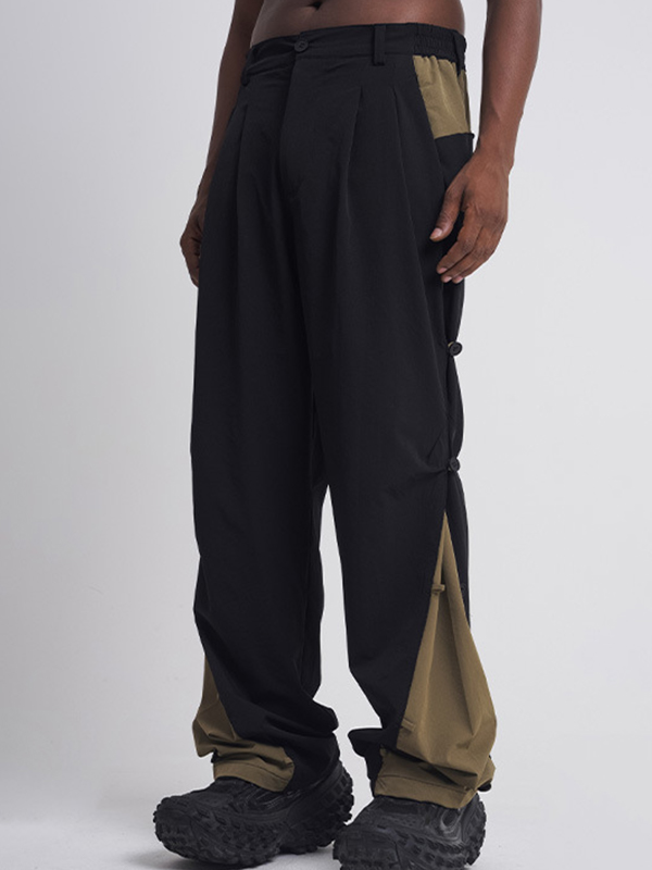 Men's Contrast Splice Breasted Cargo Pants-1