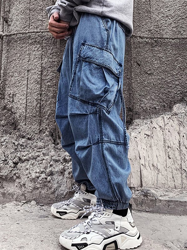 Men's Loose Fit Jogger Cargo Jeans-2