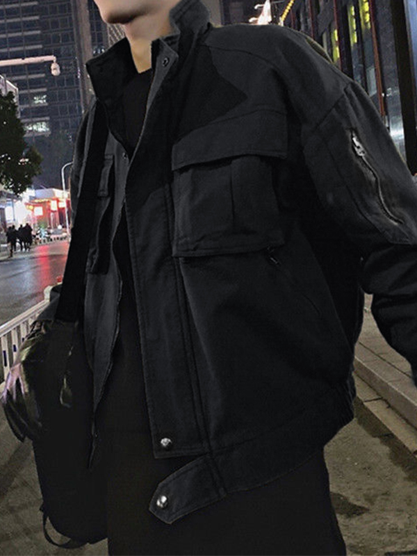 Men's Zip Up Cargo Jacket-2