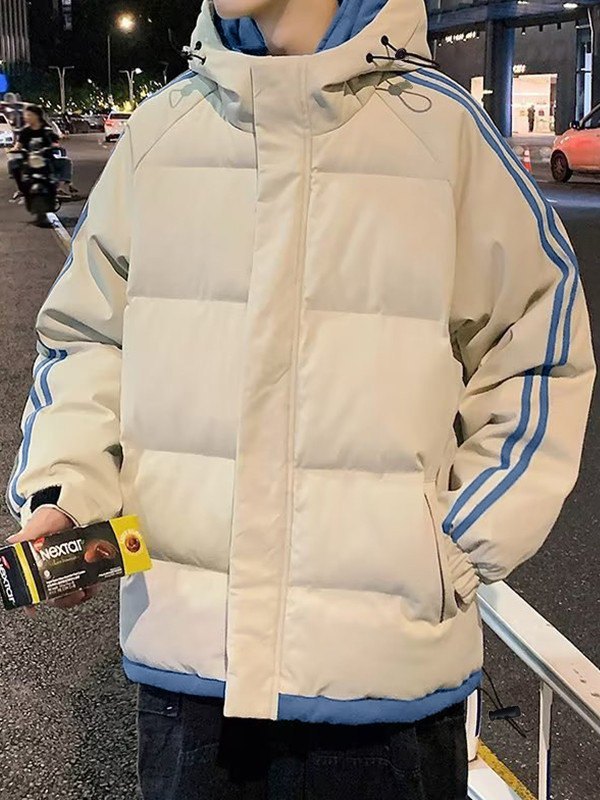 Men's Hooded Side Stripe Padded Jacket-3