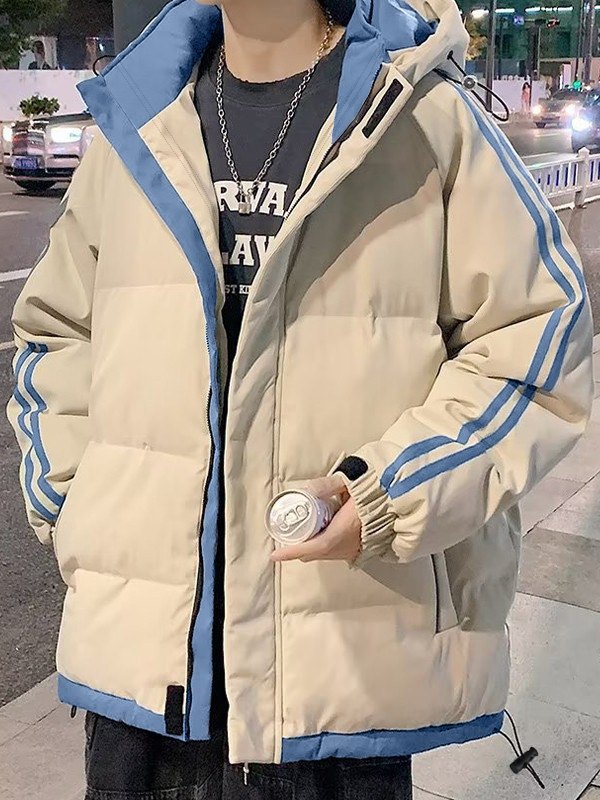 Men's Hooded Side Stripe Padded Jacket-1