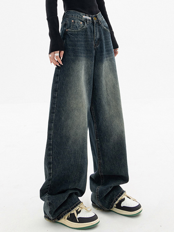 Dark Wash Vintage Baggy Boyfriend Jeans-4