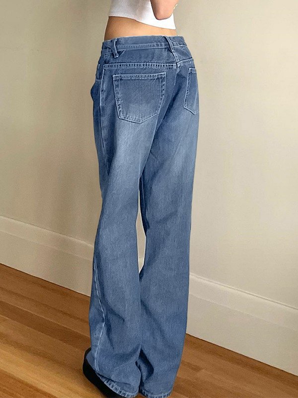 Washed Classic Denim Boyfriend Jeans-2