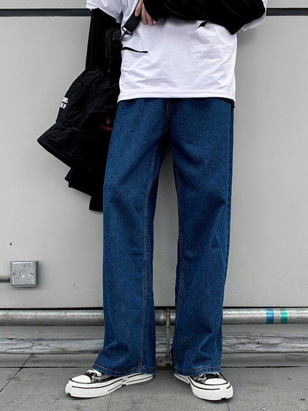 Men's Washed Classic Straight Leg Jeans-2