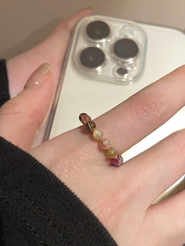 Vintage Simple Tourmaline Open Ring-1