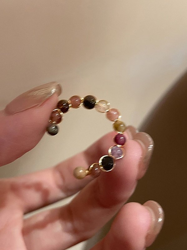 Vintage Simple Tourmaline Open Ring-3