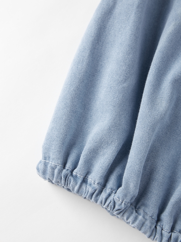 Vintage Dual Pocket Drawstring Denim Blouses&Shirts-7