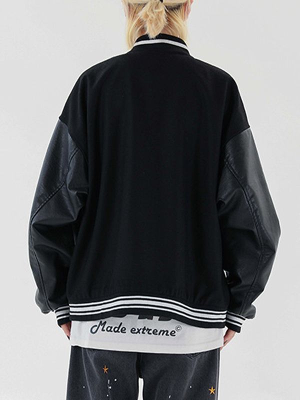 Men's Toweling Embroidered Varsity Jacket-6