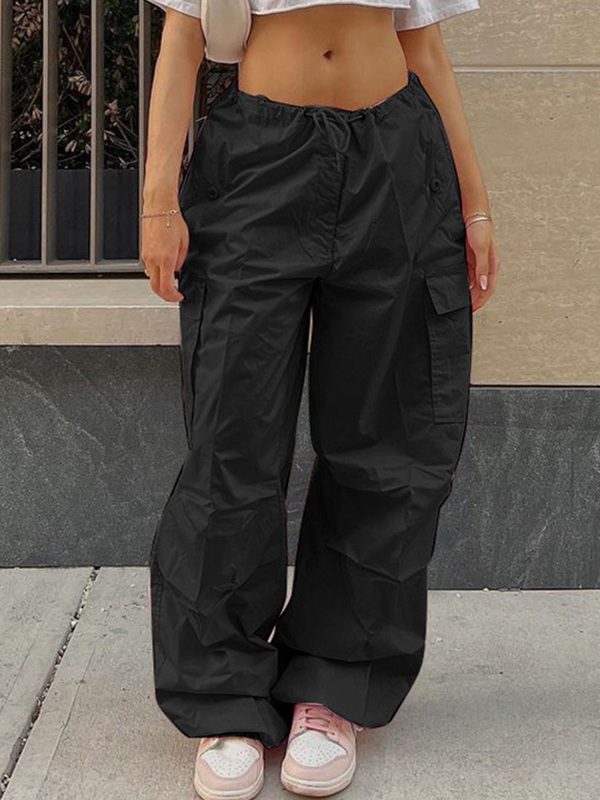 Drawstring Y2K Baggy Cargo Pants-1